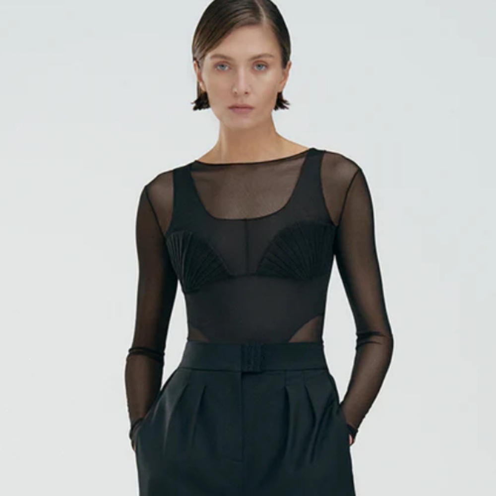 Bevza LONG SLEEVE BODYSUIT black mesh Large